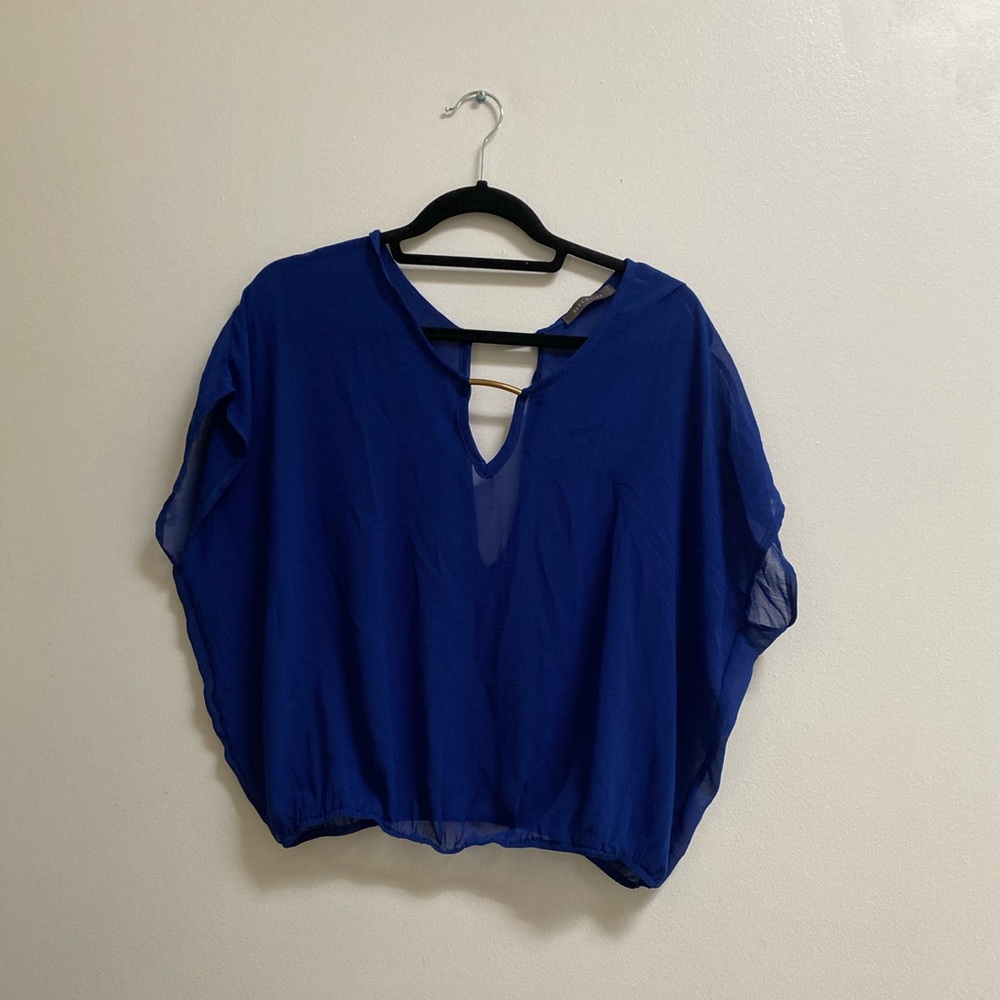 Suzy Shier Chiffon Keyhole Blouse